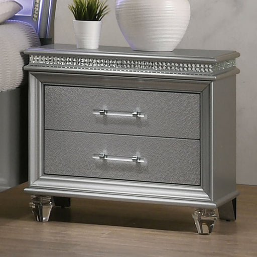 MADDIE Night Stand, Silver - Premium Nightstand from FOA East - Just $491.40! Shop now at Furniture Wholesale Plus  We are the best furniture store in Nashville, Hendersonville, Goodlettsville, Madison, Antioch, Mount Juliet, Lebanon, Gallatin, Springfield, Murfreesboro, Franklin, Brentwood