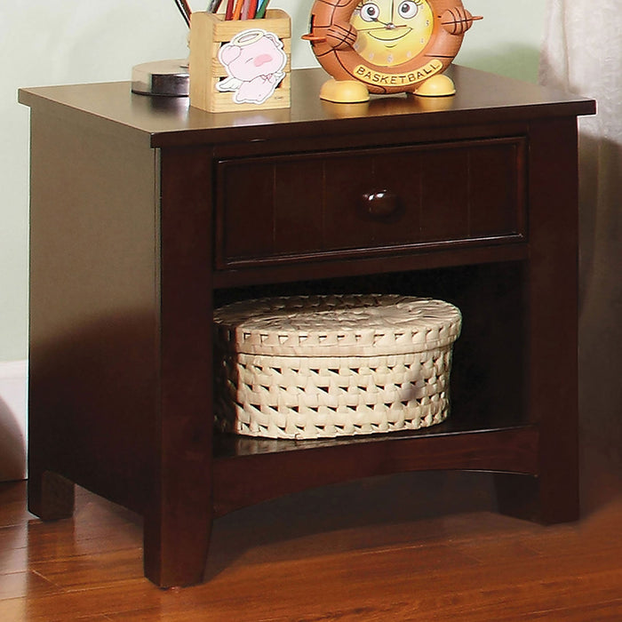 Corry Dark Walnut Night Stand - Premium Nightstand from FOA East - Just $163.80! Shop now at Furniture Wholesale Plus  We are the best furniture store in Nashville, Hendersonville, Goodlettsville, Madison, Antioch, Mount Juliet, Lebanon, Gallatin, Springfield, Murfreesboro, Franklin, Brentwood