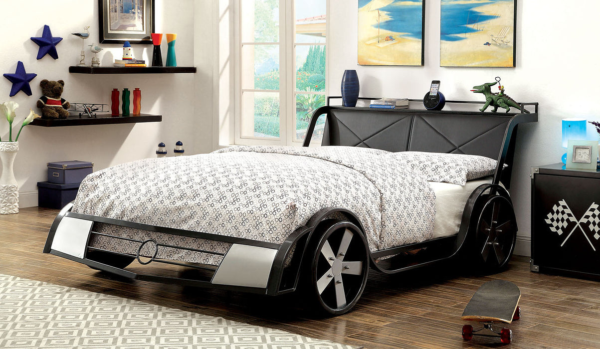 GT RACER Silver, Gun Metal Full Bed - Premium Bed from FOA East - Just $772.20! Shop now at Furniture Wholesale Plus  We are the best furniture store in Nashville, Hendersonville, Goodlettsville, Madison, Antioch, Mount Juliet, Lebanon, Gallatin, Springfield, Murfreesboro, Franklin, Brentwood