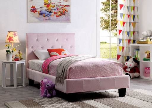 Velen Blush Pink Twin Bed - Premium Bed from FOA East - Just $257.40! Shop now at Furniture Wholesale Plus  We are the best furniture store in Nashville, Hendersonville, Goodlettsville, Madison, Antioch, Mount Juliet, Lebanon, Gallatin, Springfield, Murfreesboro, Franklin, Brentwood
