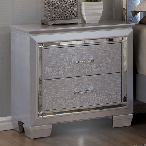 BELLANOVA Silver Night Stand - Premium Nightstand from FOA East - Just $421.20! Shop now at Furniture Wholesale Plus  We are the best furniture store in Nashville, Hendersonville, Goodlettsville, Madison, Antioch, Mount Juliet, Lebanon, Gallatin, Springfield, Murfreesboro, Franklin, Brentwood