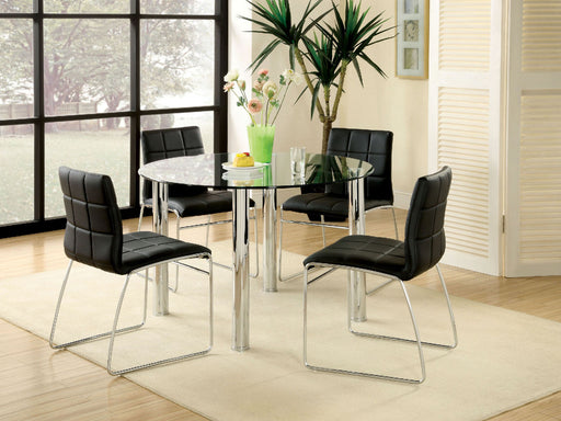 Kona I Black 5 Pc. Round Dining Table Set - Premium Dining Room Set from FOA East - Just $910.65! Shop now at Furniture Wholesale Plus  We are the best furniture store in Nashville, Hendersonville, Goodlettsville, Madison, Antioch, Mount Juliet, Lebanon, Gallatin, Springfield, Murfreesboro, Franklin, Brentwood