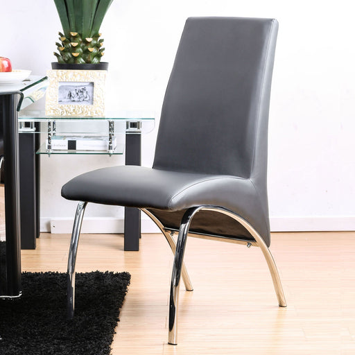 Wailoa Gray/Chrome Side Chair - Premium Dining Chair from FOA East - Just $425.10! Shop now at Furniture Wholesale Plus  We are the best furniture store in Nashville, Hendersonville, Goodlettsville, Madison, Antioch, Mount Juliet, Lebanon, Gallatin, Springfield, Murfreesboro, Franklin, Brentwood
