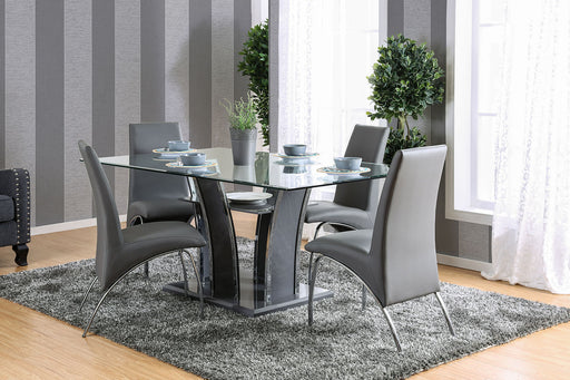 Glenview I Gray/Chrome Table + 6 Chairs - Premium Dining Room Set from FOA East - Just $2043.60! Shop now at Furniture Wholesale Plus  We are the best furniture store in Nashville, Hendersonville, Goodlettsville, Madison, Antioch, Mount Juliet, Lebanon, Gallatin, Springfield, Murfreesboro, Franklin, Brentwood