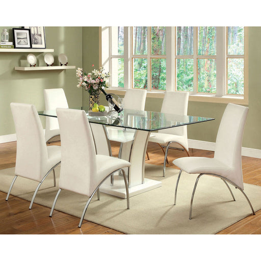 Glenview White/Chrome Dining Table - Premium Dining Table from FOA East - Just $772.20! Shop now at Furniture Wholesale Plus  We are the best furniture store in Nashville, Hendersonville, Goodlettsville, Madison, Antioch, Mount Juliet, Lebanon, Gallatin, Springfield, Murfreesboro, Franklin, Brentwood