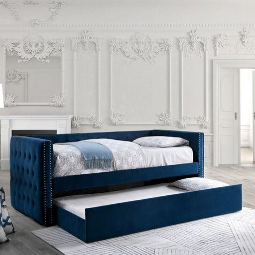 Susanna Navy Daybed w/ Trundle, Navy - Premium Daybed w/ Trundle from FOA East - Just $678.60! Shop now at Furniture Wholesale Plus  We are the best furniture store in Nashville, Hendersonville, Goodlettsville, Madison, Antioch, Mount Juliet, Lebanon, Gallatin, Springfield, Murfreesboro, Franklin, Brentwood