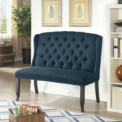 Sania III Blue 2-Seater Love Seat Bench, Blue - Premium Bench from FOA East - Just $376.35! Shop now at Furniture Wholesale Plus  We are the best furniture store in Nashville, Hendersonville, Goodlettsville, Madison, Antioch, Mount Juliet, Lebanon, Gallatin, Springfield, Murfreesboro, Franklin, Brentwood