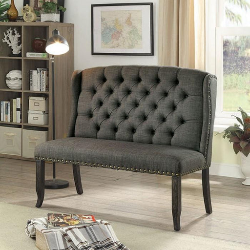 Sania III Gray 2-Seater Love Seat Bench - Premium Bench from FOA East - Just $376.35! Shop now at Furniture Wholesale Plus  We are the best furniture store in Nashville, Hendersonville, Goodlettsville, Madison, Antioch, Mount Juliet, Lebanon, Gallatin, Springfield, Murfreesboro, Franklin, Brentwood