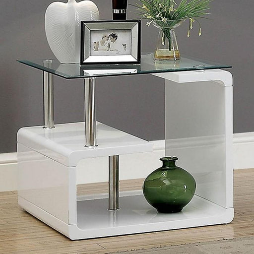 Torkel White/Chrome End Table - Premium End Table from FOA East - Just $374.40! Shop now at Furniture Wholesale Plus  We are the best furniture store in Nashville, Hendersonville, Goodlettsville, Madison, Antioch, Mount Juliet, Lebanon, Gallatin, Springfield, Murfreesboro, Franklin, Brentwood