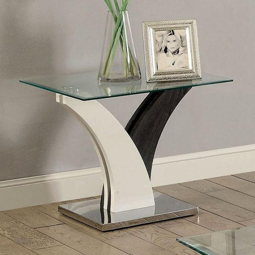 SLOANE White/Dark Gray/Chrome End Table - Premium End Table from FOA East - Just $325.65! Shop now at Furniture Wholesale Plus  We are the best furniture store in Nashville, Hendersonville, Goodlettsville, Madison, Antioch, Mount Juliet, Lebanon, Gallatin, Springfield, Murfreesboro, Franklin, Brentwood