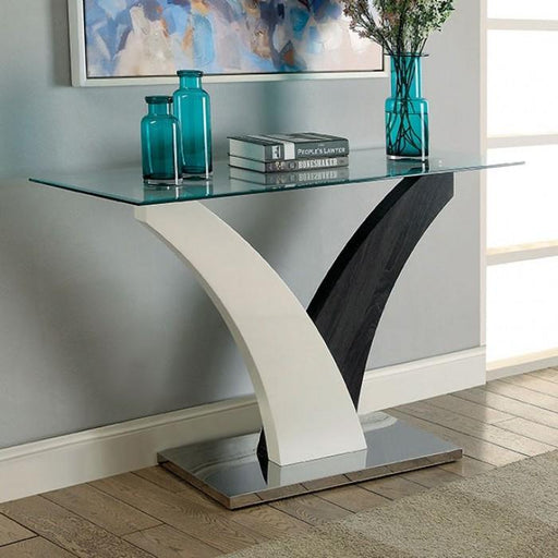 SLOANE White/Dark Gray/Chrome Sofa Table - Premium Sofa Table from FOA East - Just $374.40! Shop now at Furniture Wholesale Plus  We are the best furniture store in Nashville, Hendersonville, Goodlettsville, Madison, Antioch, Mount Juliet, Lebanon, Gallatin, Springfield, Murfreesboro, Franklin, Brentwood
