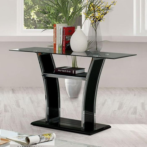 Staten Glossy Black/Chrome Sofa Table - Premium Sofa Table from FOA East - Just $374.40! Shop now at Furniture Wholesale Plus  We are the best furniture store in Nashville, Hendersonville, Goodlettsville, Madison, Antioch, Mount Juliet, Lebanon, Gallatin, Springfield, Murfreesboro, Franklin, Brentwood