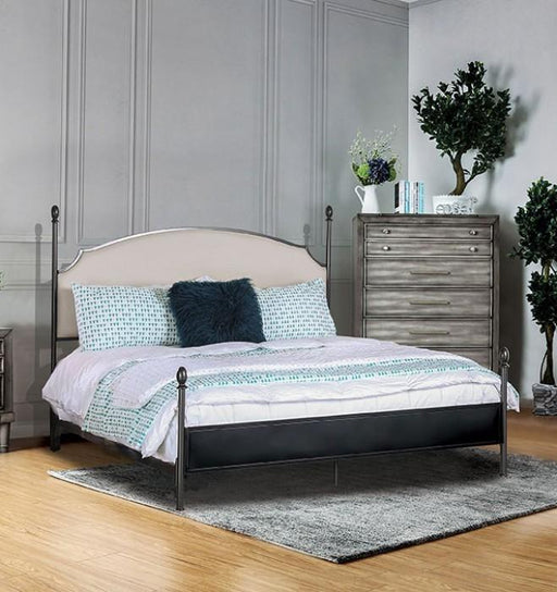 SINEAD Gun Metal/Beige E.King Bed - Premium Bed from FOA East - Just $514.80! Shop now at Furniture Wholesale Plus  We are the best furniture store in Nashville, Hendersonville, Goodlettsville, Madison, Antioch, Mount Juliet, Lebanon, Gallatin, Springfield, Murfreesboro, Franklin, Brentwood
