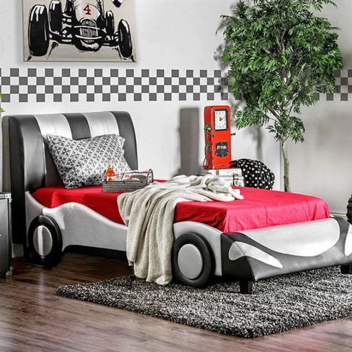 SUPER RACER Silver/Black Full Bed - Premium Bed from FOA East - Just $514.80! Shop now at Furniture Wholesale Plus  We are the best furniture store in Nashville, Hendersonville, Goodlettsville, Madison, Antioch, Mount Juliet, Lebanon, Gallatin, Springfield, Murfreesboro, Franklin, Brentwood