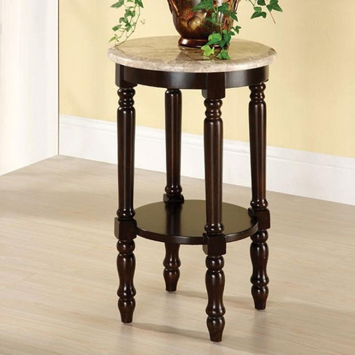 Santa Clarita Dark Cherry/Ivory Round Stand - Premium Accent Table from FOA East - Just $140.40! Shop now at Furniture Wholesale Plus  We are the best furniture store in Nashville, Hendersonville, Goodlettsville, Madison, Antioch, Mount Juliet, Lebanon, Gallatin, Springfield, Murfreesboro, Franklin, Brentwood
