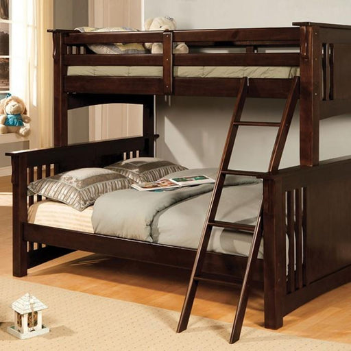Spring Creek Dark Walnut Twin/Full Bunk Bed - Premium Bunk Bed from FOA East - Just $795.60! Shop now at Furniture Wholesale Plus  We are the best furniture store in Nashville, Hendersonville, Goodlettsville, Madison, Antioch, Mount Juliet, Lebanon, Gallatin, Springfield, Murfreesboro, Franklin, Brentwood