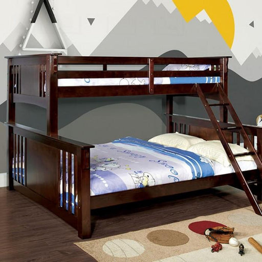 Spring Creek Dark Walnut Twin XL/Queen Bunk Bed - Premium Bunk Bed from FOA East - Just $936! Shop now at Furniture Wholesale Plus  We are the best furniture store in Nashville, Hendersonville, Goodlettsville, Madison, Antioch, Mount Juliet, Lebanon, Gallatin, Springfield, Murfreesboro, Franklin, Brentwood