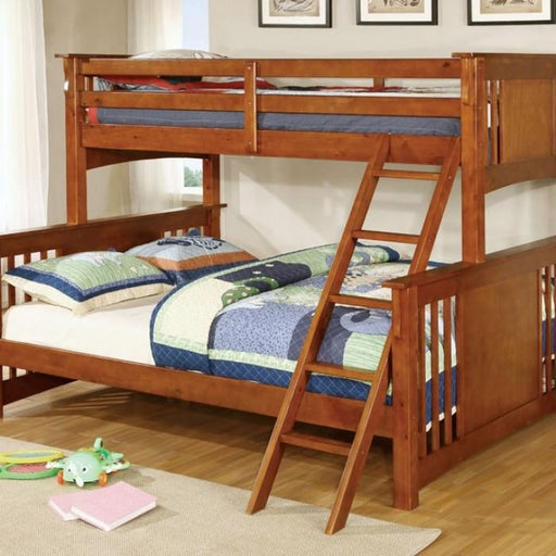 SPRING CREEK Oak Twin XL/Queen Bunk Bed - Premium Bunk Bed from FOA East - Just $936! Shop now at Furniture Wholesale Plus  We are the best furniture store in Nashville, Hendersonville, Goodlettsville, Madison, Antioch, Mount Juliet, Lebanon, Gallatin, Springfield, Murfreesboro, Franklin, Brentwood