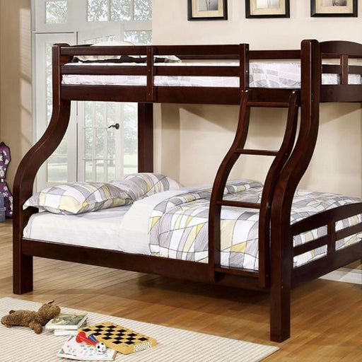 Solpine Espresso Twin/Full Bunk Bed - Premium Bunk Bed from FOA East - Just $1101.75! Shop now at Furniture Wholesale Plus  We are the best furniture store in Nashville, Hendersonville, Goodlettsville, Madison, Antioch, Mount Juliet, Lebanon, Gallatin, Springfield, Murfreesboro, Franklin, Brentwood