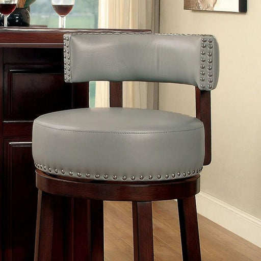 SHIRLEY Dark Oak/Gray 29" Bar Stool - Premium Barstool from FOA East - Just $491.40! Shop now at Furniture Wholesale Plus  We are the best furniture store in Nashville, Hendersonville, Goodlettsville, Madison, Antioch, Mount Juliet, Lebanon, Gallatin, Springfield, Murfreesboro, Franklin, Brentwood