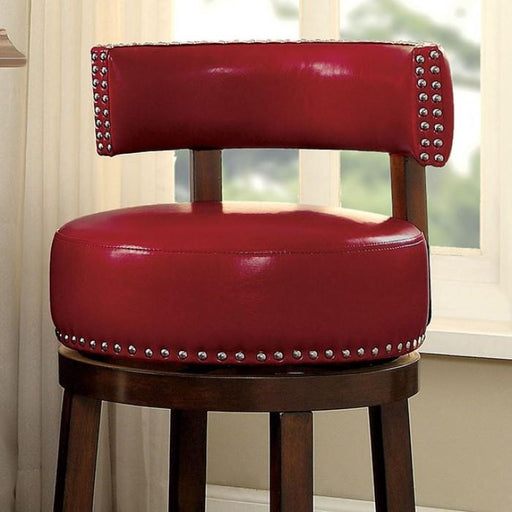 SHIRLEY Dark Oak/Red 29" Bar Stool - Premium Barstool from FOA East - Just $491.40! Shop now at Furniture Wholesale Plus  We are the best furniture store in Nashville, Hendersonville, Goodlettsville, Madison, Antioch, Mount Juliet, Lebanon, Gallatin, Springfield, Murfreesboro, Franklin, Brentwood