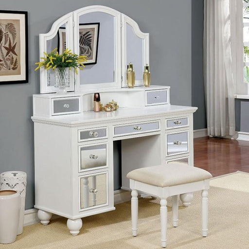 TRACY White Vanity w/ Stool - Premium Vanity from FOA East - Just $772.20! Shop now at Furniture Wholesale Plus  We are the best furniture store in Nashville, Hendersonville, Goodlettsville, Madison, Antioch, Mount Juliet, Lebanon, Gallatin, Springfield, Murfreesboro, Franklin, Brentwood