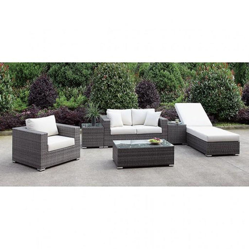 Somani Light Gray Wicker/Ivory Cushion Love Seat+chair+adj Chaise+2 End Tables+coffee Table - Premium Loveseat from FOA East - Just $2806.05! Shop now at Furniture Wholesale Plus  We are the best furniture store in Nashville, Hendersonville, Goodlettsville, Madison, Antioch, Mount Juliet, Lebanon, Gallatin, Springfield, Murfreesboro, Franklin, Brentwood