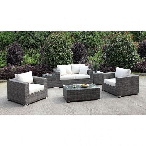 Somani Light Gray Wicker/Ivory Cushion Love Seat+2 Chairs+2 End Tables+coffee Table - Premium Loveseat from FOA East - Just $2618.85! Shop now at Furniture Wholesale Plus  We are the best furniture store in Nashville, Hendersonville, Goodlettsville, Madison, Antioch, Mount Juliet, Lebanon, Gallatin, Springfield, Murfreesboro, Franklin, Brentwood