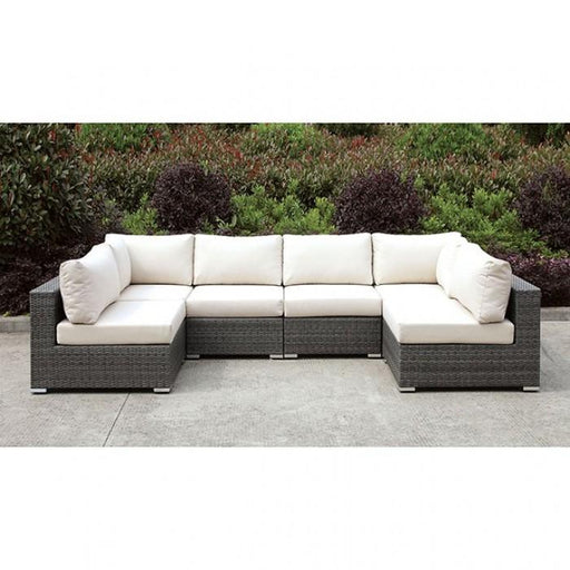 Somani Light Gray Wicker/Ivory Cushion U-Sectional - Premium Outdoor Seating from FOA East - Just $2901.60! Shop now at Furniture Wholesale Plus  We are the best furniture store in Nashville, Hendersonville, Goodlettsville, Madison, Antioch, Mount Juliet, Lebanon, Gallatin, Springfield, Murfreesboro, Franklin, Brentwood