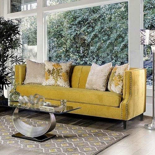 Tegan Royal Yellow/Light Tan Sofa - Premium Sofa from FOA East - Just $1967.55! Shop now at Furniture Wholesale Plus  We are the best furniture store in Nashville, Hendersonville, Goodlettsville, Madison, Antioch, Mount Juliet, Lebanon, Gallatin, Springfield, Murfreesboro, Franklin, Brentwood