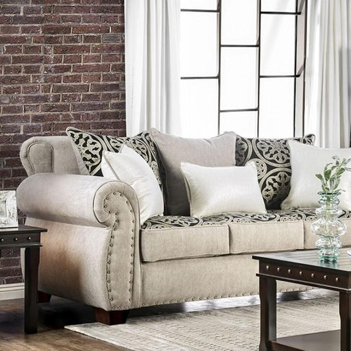 Sinatra Light Mocha/Navy/Champagne Sofa - Premium Sofa from FOA East - Just $1735.50! Shop now at Furniture Wholesale Plus  We are the best furniture store in Nashville, Hendersonville, Goodlettsville, Madison, Antioch, Mount Juliet, Lebanon, Gallatin, Springfield, Murfreesboro, Franklin, Brentwood