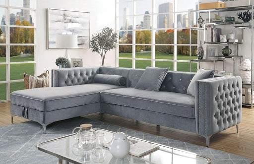 Amie Glam Gray Sectional w/Storage - Premium Sectional from FOA East - Just $1641.90! Shop now at Furniture Wholesale Plus  We are the best furniture store in Nashville, Hendersonville, Goodlettsville, Madison, Antioch, Mount Juliet, Lebanon, Gallatin, Springfield, Murfreesboro, Franklin, Brentwood
