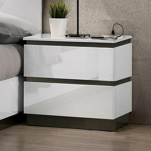 BIRSFELDEN Night Stand w/ USB, White - Premium Nightstand from FOA East - Just $257.40! Shop now at Furniture Wholesale Plus  We are the best furniture store in Nashville, Hendersonville, Goodlettsville, Madison, Antioch, Mount Juliet, Lebanon, Gallatin, Springfield, Murfreesboro, Franklin, Brentwood