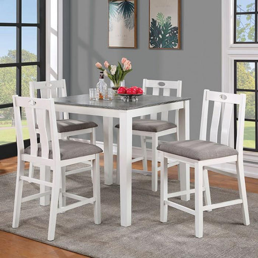 DUNSEITH 5 Pc. Counter Ht. Set - Premium Dining Room Set from FOA East - Just $540.15! Shop now at Furniture Wholesale Plus  We are the best furniture store in Nashville, Hendersonville, Goodlettsville, Madison, Antioch, Mount Juliet, Lebanon, Gallatin, Springfield, Murfreesboro, Franklin, Brentwood