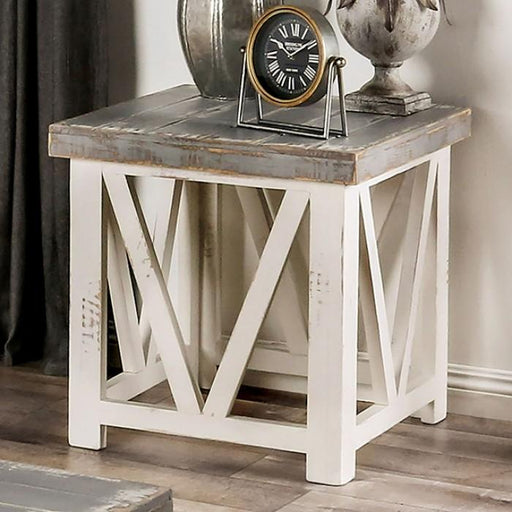 HALTON HILLS End Table, Vintage Ivory/Weathered Gray - Premium End Table from FOA East - Just $444.60! Shop now at Furniture Wholesale Plus  We are the best furniture store in Nashville, Hendersonville, Goodlettsville, Madison, Antioch, Mount Juliet, Lebanon, Gallatin, Springfield, Murfreesboro, Franklin, Brentwood