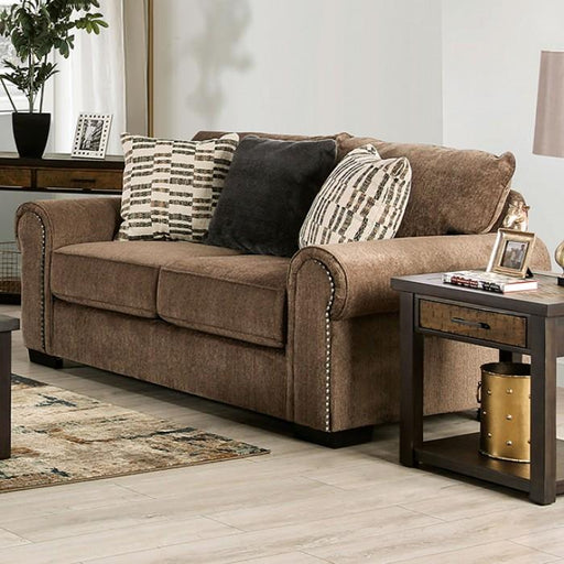 LAREDO Loveseat w/ Pillows, Brown - Premium Loveseat from FOA East - Just $1361.10! Shop now at Furniture Wholesale Plus  We are the best furniture store in Nashville, Hendersonville, Goodlettsville, Madison, Antioch, Mount Juliet, Lebanon, Gallatin, Springfield, Murfreesboro, Franklin, Brentwood