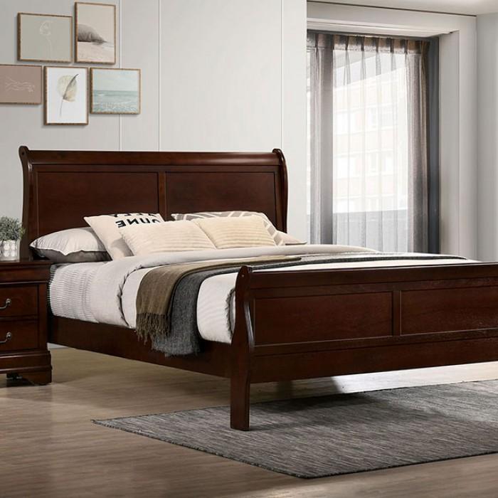 LOUIS PHILIPPE Queen Bed, Cherry - Premium Bed from FOA East - Just $325.65! Shop now at Furniture Wholesale Plus  We are the best furniture store in Nashville, Hendersonville, Goodlettsville, Madison, Antioch, Mount Juliet, Lebanon, Gallatin, Springfield, Murfreesboro, Franklin, Brentwood