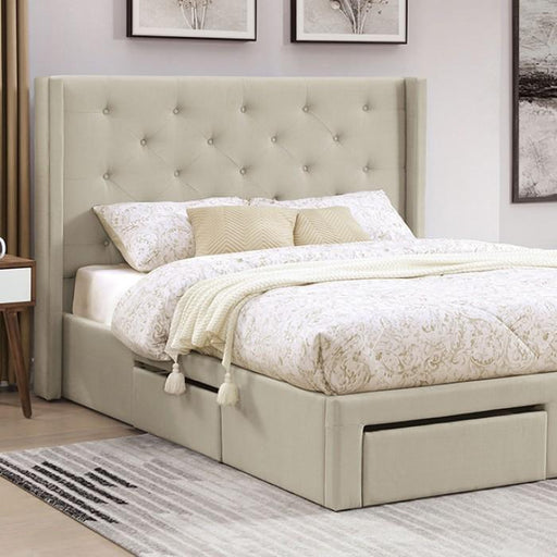 MITCHELLE Cal.King Bed, Beige - Premium Bed from FOA East - Just $678.60! Shop now at Furniture Wholesale Plus  We are the best furniture store in Nashville, Hendersonville, Goodlettsville, Madison, Antioch, Mount Juliet, Lebanon, Gallatin, Springfield, Murfreesboro, Franklin, Brentwood