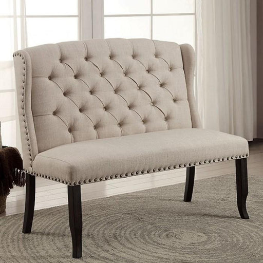 Sania I Antique Black/Beige 2-Seater Bench - Premium Bench from FOA East - Just $376.35! Shop now at Furniture Wholesale Plus  We are the best furniture store in Nashville, Hendersonville, Goodlettsville, Madison, Antioch, Mount Juliet, Lebanon, Gallatin, Springfield, Murfreesboro, Franklin, Brentwood