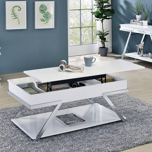 TITUS Coffee Table, White/Chrome - Premium Coffee Table from FOA East - Just $540.15! Shop now at Furniture Wholesale Plus  We are the best furniture store in Nashville, Hendersonville, Goodlettsville, Madison, Antioch, Mount Juliet, Lebanon, Gallatin, Springfield, Murfreesboro, Franklin, Brentwood