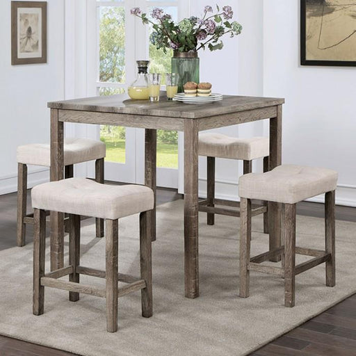 TORREON 5 Pc. Counter Ht. Table Set, Light Gray/Beige - Premium Dining Room Set from FOA East - Just $351! Shop now at Furniture Wholesale Plus  We are the best furniture store in Nashville, Hendersonville, Goodlettsville, Madison, Antioch, Mount Juliet, Lebanon, Gallatin, Springfield, Murfreesboro, Franklin, Brentwood