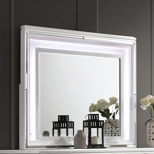 EMMELINE Mirror w/ LED Lights, White - Premium Mirror from FOA East - Just $399.75! Shop now at Furniture Wholesale Plus  We are the best furniture store in Nashville, Hendersonville, Goodlettsville, Madison, Antioch, Mount Juliet, Lebanon, Gallatin, Springfield, Murfreesboro, Franklin, Brentwood