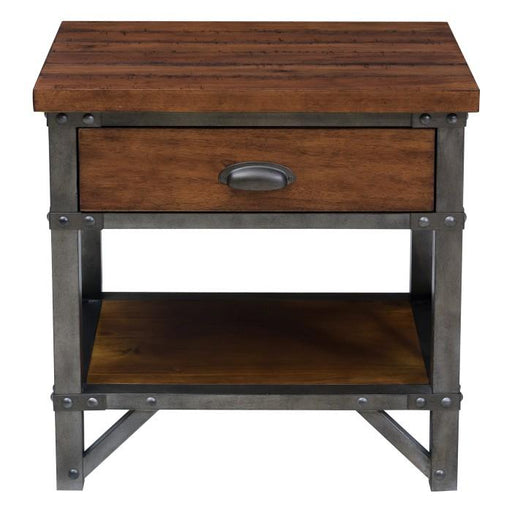Homelegance Holverson Nightstand in Rustic Brown & Gunmetal 1715-4 - Premium Nightstand from Homelegance (Titan Warehouse) - Just $263.25! Shop now at Furniture Wholesale Plus  We are the best furniture store in Nashville, Hendersonville, Goodlettsville, Madison, Antioch, Mount Juliet, Lebanon, Gallatin, Springfield, Murfreesboro, Franklin, Brentwood