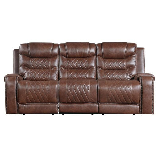 Homelegance Furniture Putnam Power Double Reclining Sofa with Drop-Down in Brown 9405BR-3PW - Premium Sofa from Homelegance (Titan Warehouse) - Just $1168.05! Shop now at Furniture Wholesale Plus  We are the best furniture store in Nashville, Hendersonville, Goodlettsville, Madison, Antioch, Mount Juliet, Lebanon, Gallatin, Springfield, Murfreesboro, Franklin, Brentwood