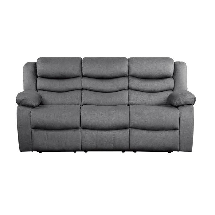 Homelegance Furniture Discus Double Reclining Sofa in Gray 9526GY-3 - Premium Sofa from Homelegance (Titan Warehouse) - Just $778.05! Shop now at Furniture Wholesale Plus  We are the best furniture store in Nashville, Hendersonville, Goodlettsville, Madison, Antioch, Mount Juliet, Lebanon, Gallatin, Springfield, Murfreesboro, Franklin, Brentwood
