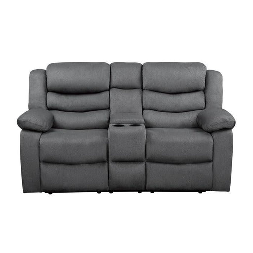 Homelegance Furniture Discus Double Reclining Loveseat in Gray 9526GY-2 - Premium Loveseat from Homelegance (Titan Warehouse) - Just $700.05! Shop now at Furniture Wholesale Plus  We are the best furniture store in Nashville, Hendersonville, Goodlettsville, Madison, Antioch, Mount Juliet, Lebanon, Gallatin, Springfield, Murfreesboro, Franklin, Brentwood