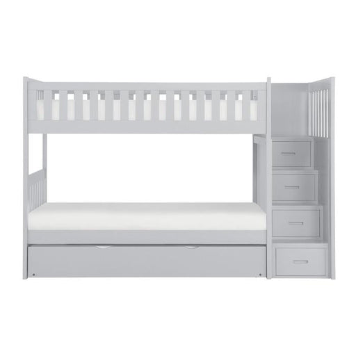 Homelegance Orion Bunk Bed w/ Reversible Step Storage and Twin Trundle in Gray B2063SB-1*R - Premium Bed from Homelegance (Titan Warehouse) - Just $1299.19! Shop now at Furniture Wholesale Plus  We are the best furniture store in Nashville, Hendersonville, Goodlettsville, Madison, Antioch, Mount Juliet, Lebanon, Gallatin, Springfield, Murfreesboro, Franklin, Brentwood