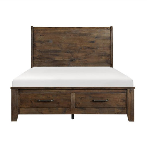 Homelegance Jerrick King Sleigh Platform Bed with Footboard Storage in Burnished Brown 1957K-1EK* - Premium Bed from Homelegance (Titan Warehouse) - Just $789.75! Shop now at Furniture Wholesale Plus  We are the best furniture store in Nashville, Hendersonville, Goodlettsville, Madison, Antioch, Mount Juliet, Lebanon, Gallatin, Springfield, Murfreesboro, Franklin, Brentwood