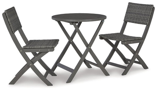 Safari Peak Outdoor Table and Chairs (Set of 3) - Premium Outdoor Dining Table from Ashley Furniture - Just $301.67! Shop now at Furniture Wholesale Plus  We are the best furniture store in Nashville, Hendersonville, Goodlettsville, Madison, Antioch, Mount Juliet, Lebanon, Gallatin, Springfield, Murfreesboro, Franklin, Brentwood