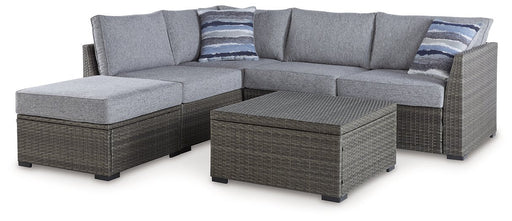 Petal Road Outdoor Loveseat Sectional/Ottoman/Table Set (Set of 4) - Premium Outdoor Sectional Set from Ashley Furniture - Just $1211.67! Shop now at Furniture Wholesale Plus  We are the best furniture store in Nashville, Hendersonville, Goodlettsville, Madison, Antioch, Mount Juliet, Lebanon, Gallatin, Springfield, Murfreesboro, Franklin, Brentwood